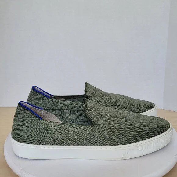 Rothy’s Women's The Original Safari Print Olive Green Slip On Casual Sneaker 12 - Picture 2 of 16